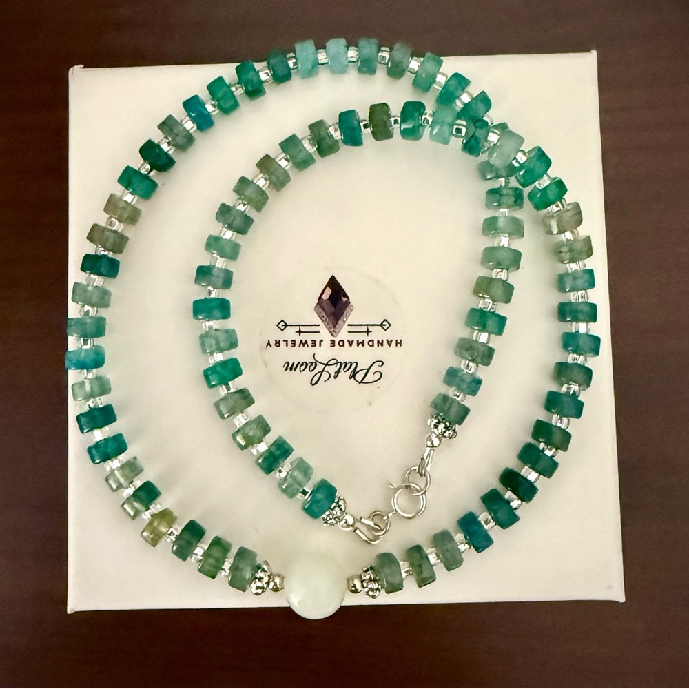 Heishi Agate Beads on Sterling Silver Necklace